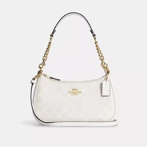 Coach Teri Shoulder Bag In Glacier White Signature Canvas